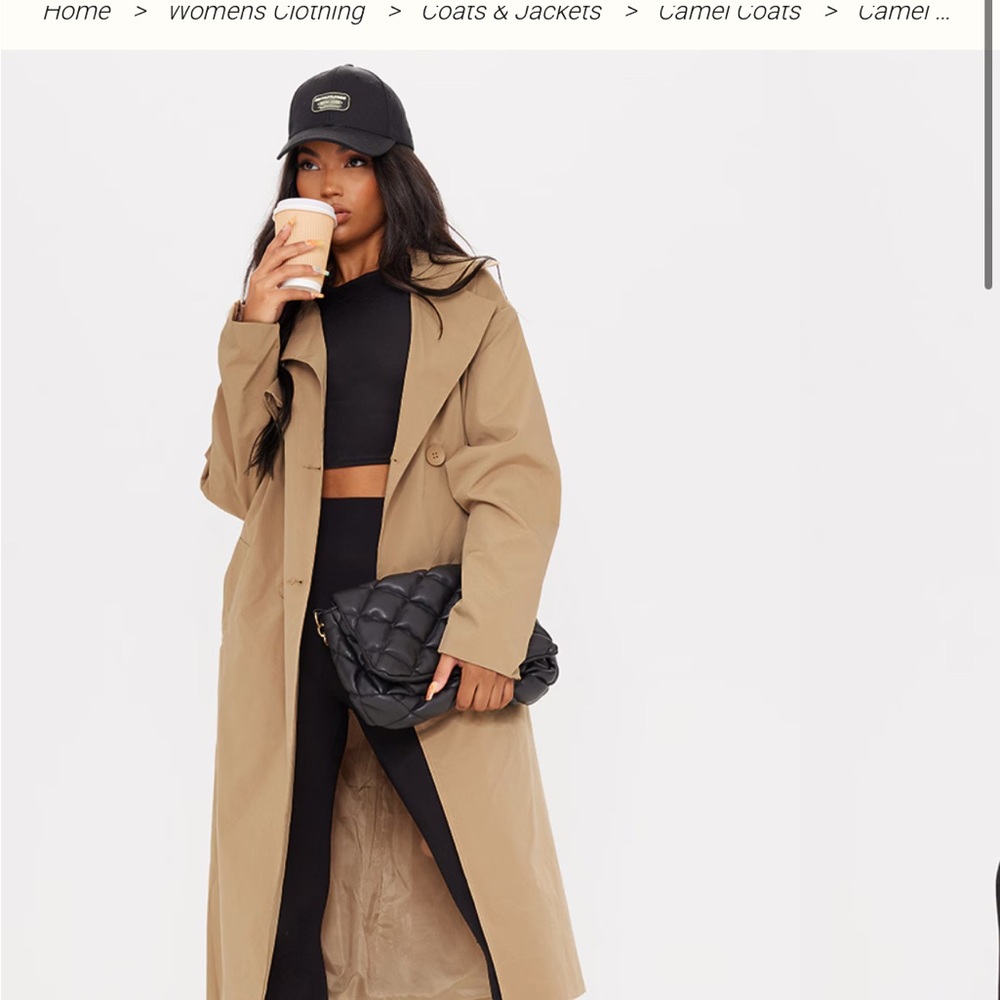 PrettyLittleThing Camel Trench Coat
